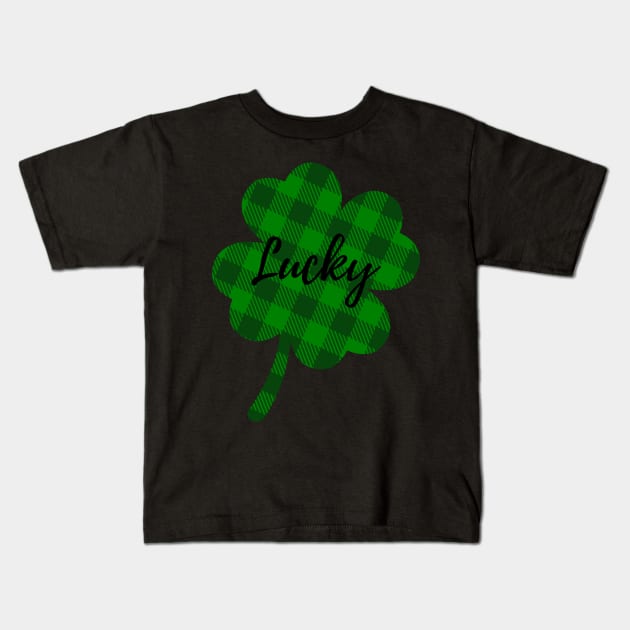 Lucky Plaid Clover Kids T-Shirt by KawaiiAttack